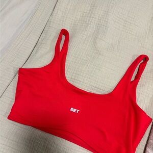 Set Active Red Scoop Bra
